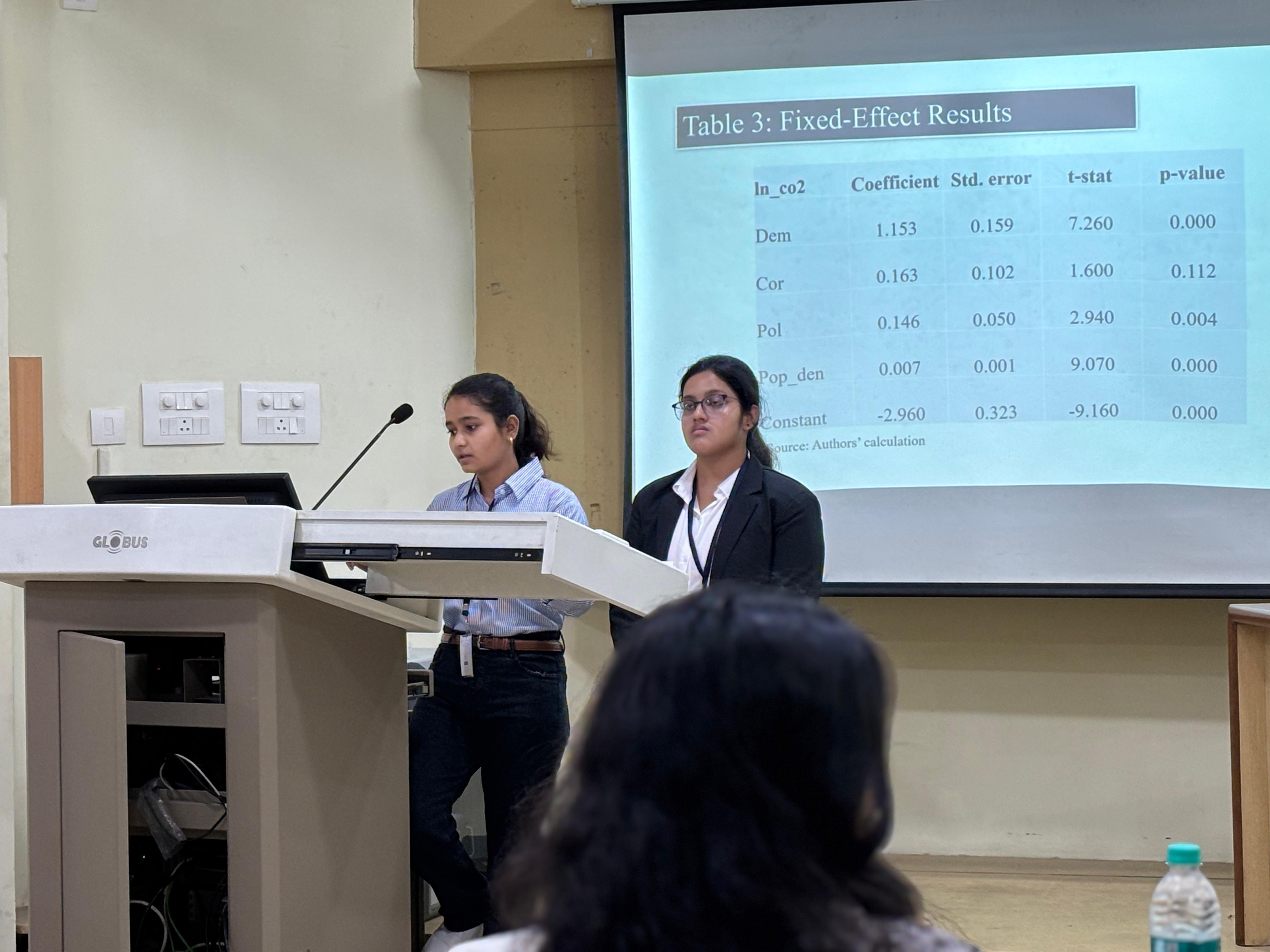 Sneha Dey and Priya Mondal (2nd semester students) presented at the 5TH ANNUAL ECONOMICS SUMMIT, Dept. of Economics, St. Xavier's University, Kolkata